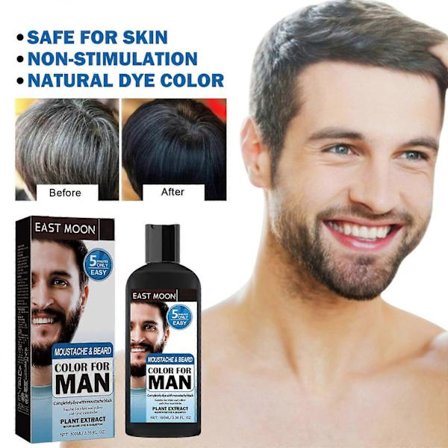 Skjeggfargesjampo for menn, skjegghårfargesjampo, skjeggfargesjampo for å fjerne hvitt grått skjegg