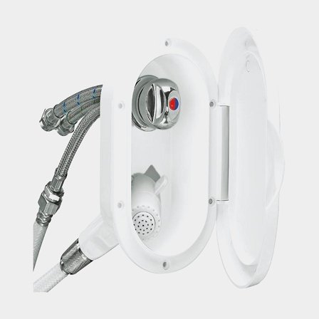 Bruser båd / indbygget bruser med blander CAN-SB, med slange 3 meter, låg i plast, kromfarvet