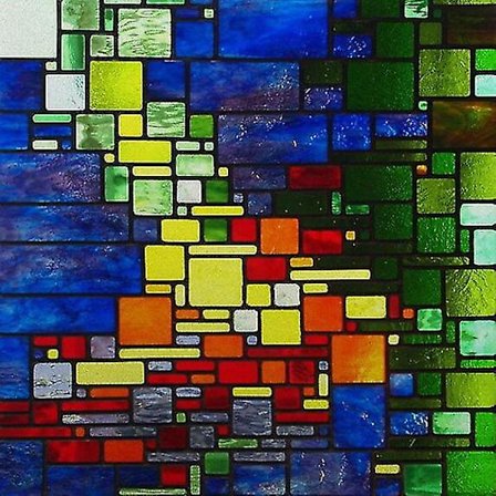 Vinduefilm i brugerdefineret størrelse, farvet glasfilm, mat mosaik solfanger, farveprint, statisk klæbende klistermærker til hjemmet