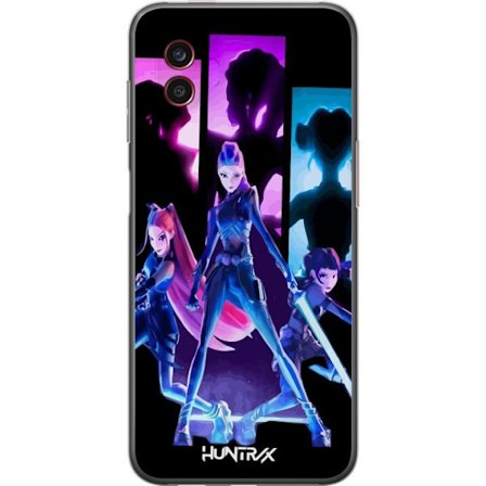 Yhteensopiva Puhelinkuori Samsung Samsung Galaxy Xcover6 Pro Tulevaisuutta ennustava tyttöryhmän kuva, jossa on neonvaloja ja voimakkaita värejä s