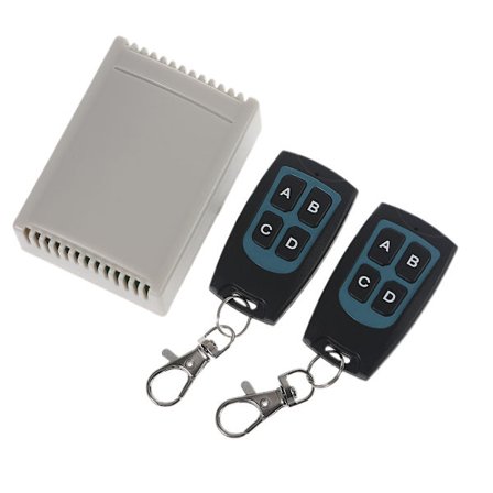 Trådlös fjärrkontrollbrytare med 4 knappar för hushållsbruk, relämottagare 433MHz för DC 12V motor framåt/bakåt