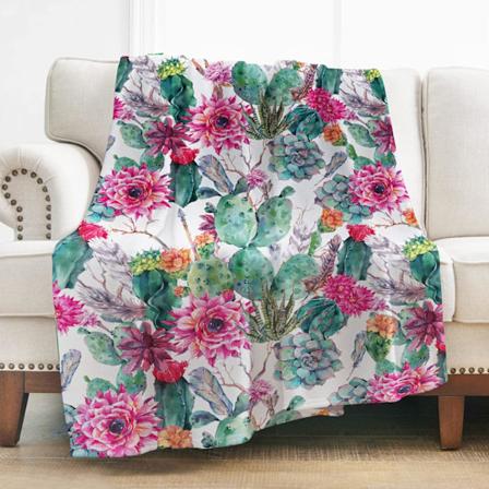 1 stk Kaktusblomst Kastteppe Komfort Varmt Trykt Teppe for Sofa Kontor Seng Reiser 50"x60"""