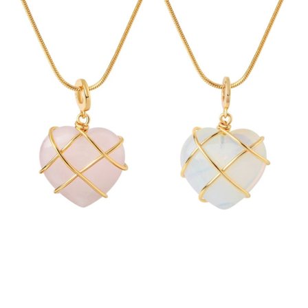 2 st Diamant Slott Halsband Mode Födelsesten Hjärta Halsband Hjärtsformat Kristallhänge Smycken för Tonårsflickor