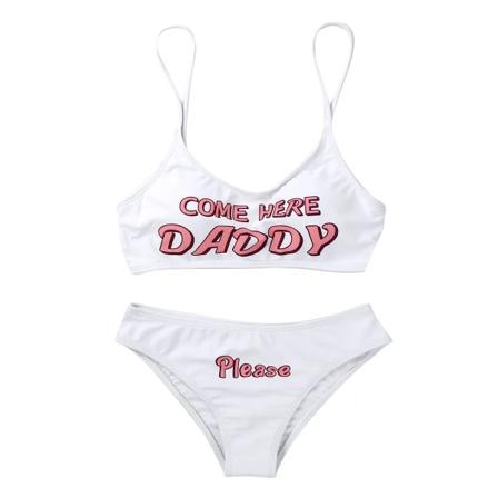Naisten bikinit Seksikäs alusvaatesetti Uimapuku Kyllä isä Kirje ini Camisole Rintaliivit & Alushousut Alusvaatteet Nainen Anime Cosplay-asu Black M