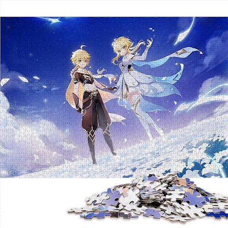 Puslespil til voksne, 300 brikker, gaver Genshin Impact Aether puslespil til børn Træpuslespil Julegaver WD2813[D]