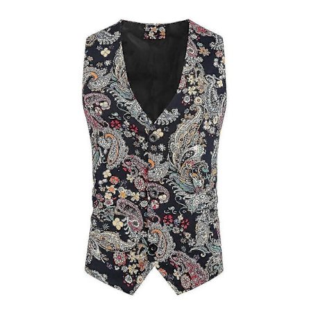 Muodikas miesten V-aukkoinen rento kukkaliivi, kapea kuvioitu liivi