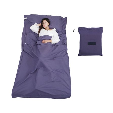 Bærbar sovepose i polyesterfiber med oppbevaringspose for reise, hotell