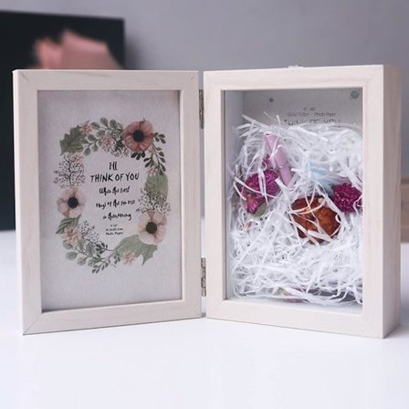 3D dyp fotoramme med tørkede blomster 18x28CM dyp ramme med Ob