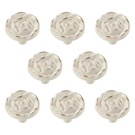 8 kpl Antiikki Ruusu Kukka Kaapin Nupit, Vintage Keittiö Shabby Chic Sinkkiseos Valkoinen Laatikon Vedin
