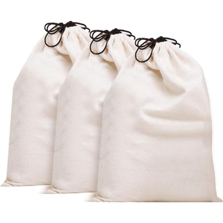 3-pack bomullspåse med dragsko, dammsäker och andningsbar