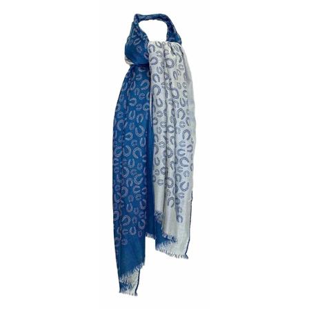 Hermès Vintage, Hermès scarf in blue cashmere and silk with horseshoe print Blauw, Dames, Maat:ONE Size,wol