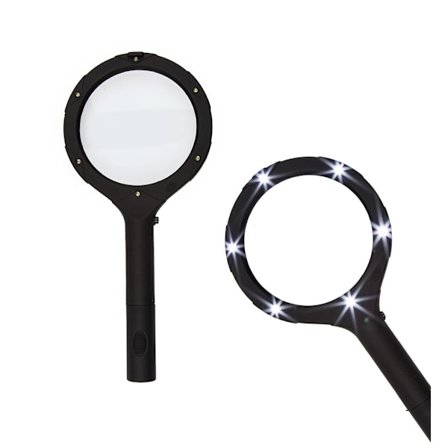 Forstørrelsesglass med LED-belysning Svart