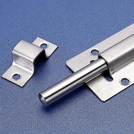 Dørlås, dørbolter i rustfritt stål, skyvedørslås med skruer, dørstopper for innerdører, bad, toalett, soverom, port (2 stk, sølv)