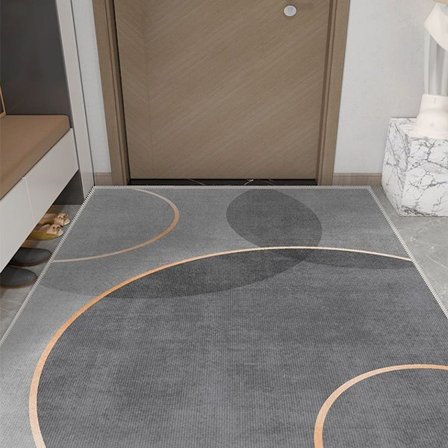 Grå abstrakt badrumsmatta - klippbar, tvättbar, kök/tvättstuga