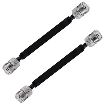 2-pack 40 cm RF koaxialkabel fönster/dörr genomgående platt kabel, SO239 UHF hona till UHF hona, 50 Ohm