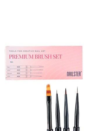 Nailster Premium Brush Set 4 stk, Makeup, Nail Art, Neglepensler