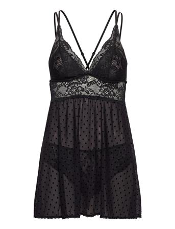Bd Dot Mesh Lace Beatriz Nattkjole Svart Hunkemöller