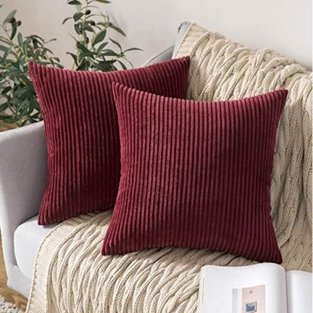 2 kpl Corduroy tyynyliinoja, yksivärisiä ja raidallisia tyynynpäällisiä (45*45cm)