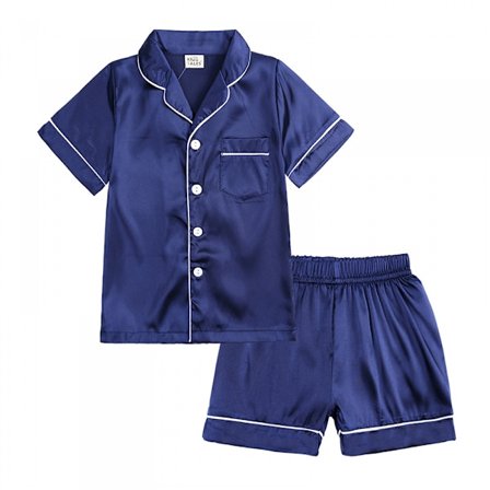 Liten pojke flickor kort satin pyjamas set, L(XTZ8380B)