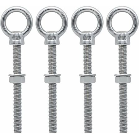 M10 x 100mm Silmäpultit M10 Rengassilmukka Metrikierteellä Ruostumatonta Terästä Kiinnitykseen ja Ripustukseen, 4 kpl