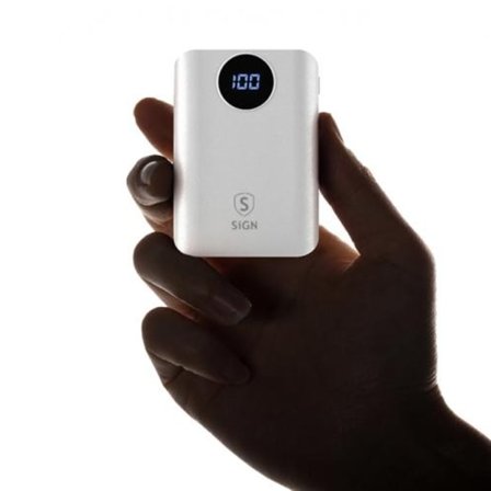 SiGN Mini Q.C Powerbank med Display 10.000mAh - Vit