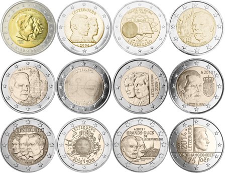 Luxembourg - Pakke med 12 forskellige 2 Euro mønter