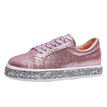 Glitterskor för kvinnor Glittrande metalliska paljetterskor pink 41
