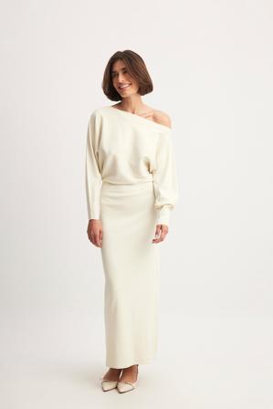 Ivona Zupet x NA-KD Oversized Midi Knitted Dress - Robes Pull - OffBlanc - Large
