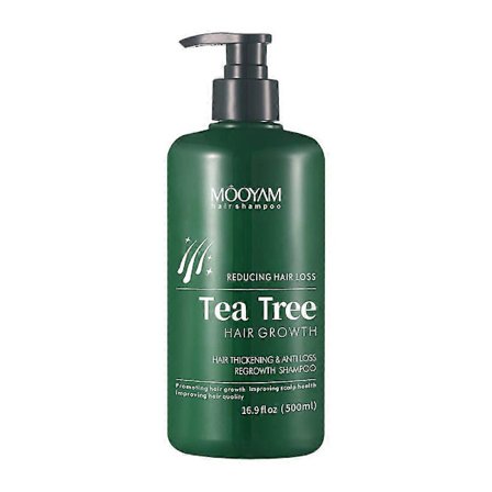 Shampo for tykkere hår og mot hårtap, Tea Tree Shampoo, nærende hårpleie med Tea Tree Oil, tre funksjonelle alternativer