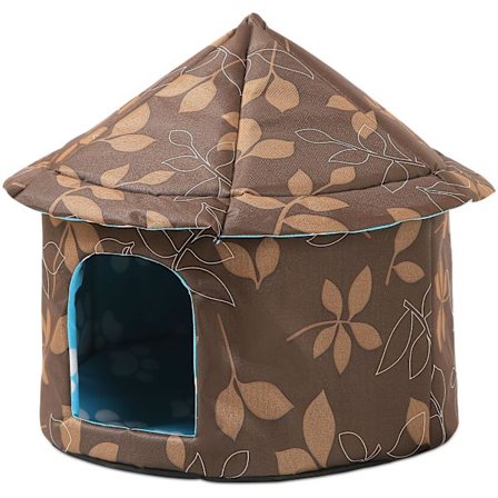 Vandtæt kattehus, sammenklappeligt varmt ly til udendørs/indendørs katte med aftagelig blød måtte, vejrbestandig kennel til hunde katte (40x41)