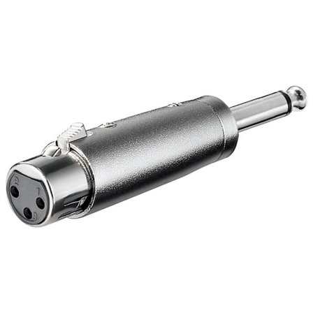XLR-adapter, AUX-jack 6,35 mm monoplugg till XLR-uttag