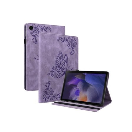 Samsung Galaxy Tab A9 Plus 11 Deksel Sommerfugl Kort Holder Matt Preget Retro Cover Sziqiqi Lilla