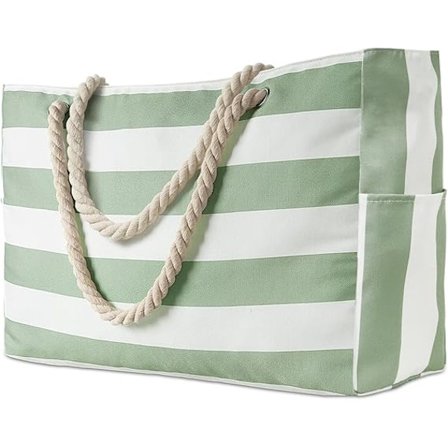 Vanntett Svømmebag med Glidelås for Kvinner, for Strand, Basseng, Gym, Reise, Stripe(52.8*17.8*36.8cm)