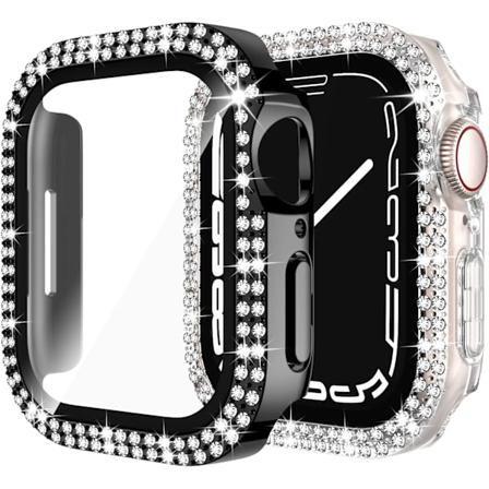 Kompatibel med Apple Watch med herdet glass skjermbeskytter Svart/Klar Svart/klar 41 mm