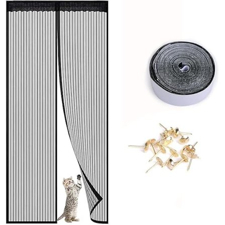 Magnetisk fluenet vindue til døre (sort, 100x210 cm), kraftigt myggenet fluenet, Patio insektnet vindue med stærk magnet og fuld