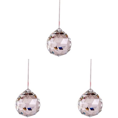 Käsintehdyt kristallikoristeet, kristallipallo roikkuu taustapeilin koristeena (3 kpl:n setti)
