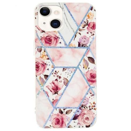iPhone 14 Plus 6,7 tommer IMD Fleksibel Galvanisering Forskelligt Mønster Stødsikkert Godt Beskyttet Telefon Cover Shell - Rose Multicolor