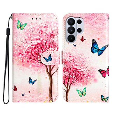 Samsung Galaxy S26 Ultra Plånboksfodral Mönstrad Konstläder Ställ - Körsbärsträd