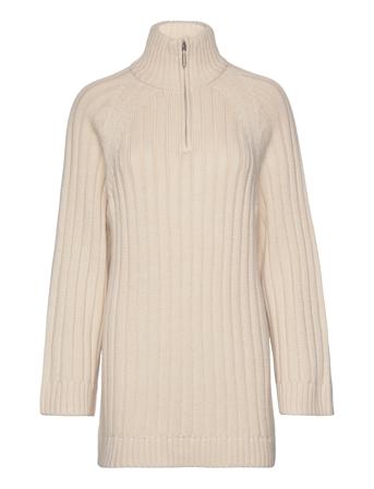 Slffeline Ls Knit Half Zipper Beige Selected Femme