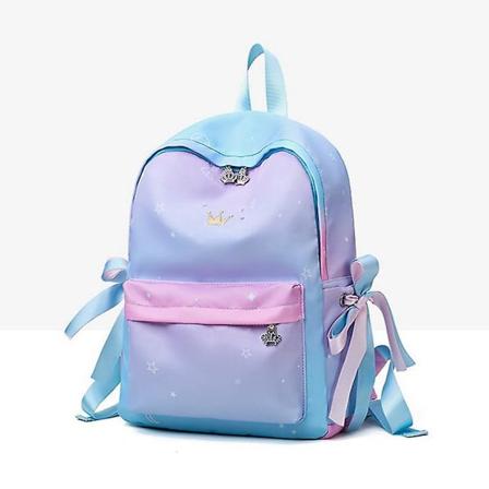 Stor kapacitet ryggsäck slitstark multifunktionell väska för gymnasieelever (rosa blå)