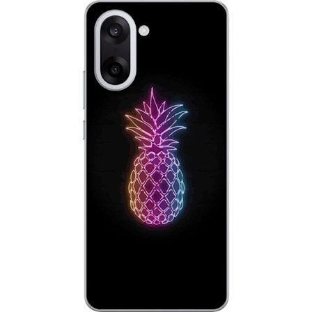 Kompatibelt Mobildeksel til OnePlus OnePlus Nord CE5 Neonlysillustrasjon av ananas i fargerikt lys mot svart bakgrunn