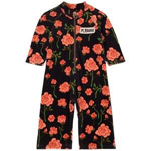 Mini Rodini GOTS Roses Branded Velour Jumpsuit Black 68/74 cm - All in ones - 68/74 cm - Black