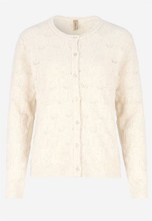 Soyaconcept - Stickad cardigan med hålmönster - crememlange - för damer - L (42) - Cellbes