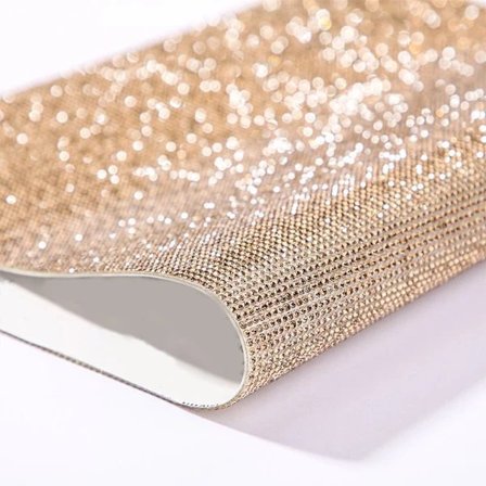 QD-Glittrande Kristall Strassband Kristall Strassband Starkt Limband för DIY Dekoration Champagne Champagne 1,5 cm