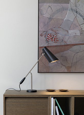 Birdy bordlampe H43 - sort/stål