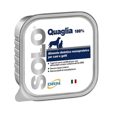 Drn Solo Quaglia Alimento Dietetico Monoproteico Umido Cani/Gatti