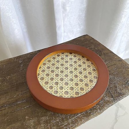 Håndlavet Trækorn Rattan Bakke Skrivebordsarrangør