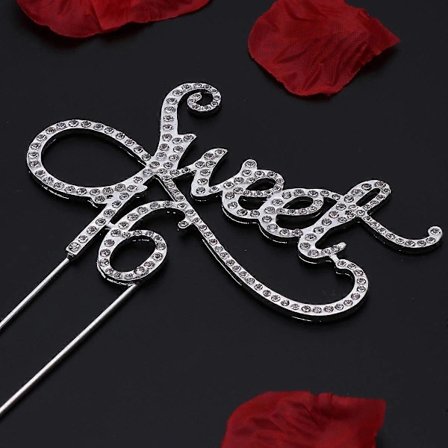 Hyvää syntymäpäivää kakun koriste 16 Födelsedagstårta Topper 16 16-vuotissyntymäpäivä Sweet 16 Kakun koristelu Hopea