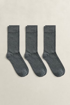 GANT Herren 3er-Pack Weiche Baumwollsocken (43-45) Grau