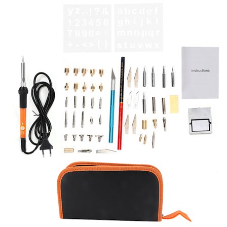 52 PCS Elektrisk Träbrännare Penna Set Pyrografi Järn Brännare Lödkolv Kit ( Orange)
